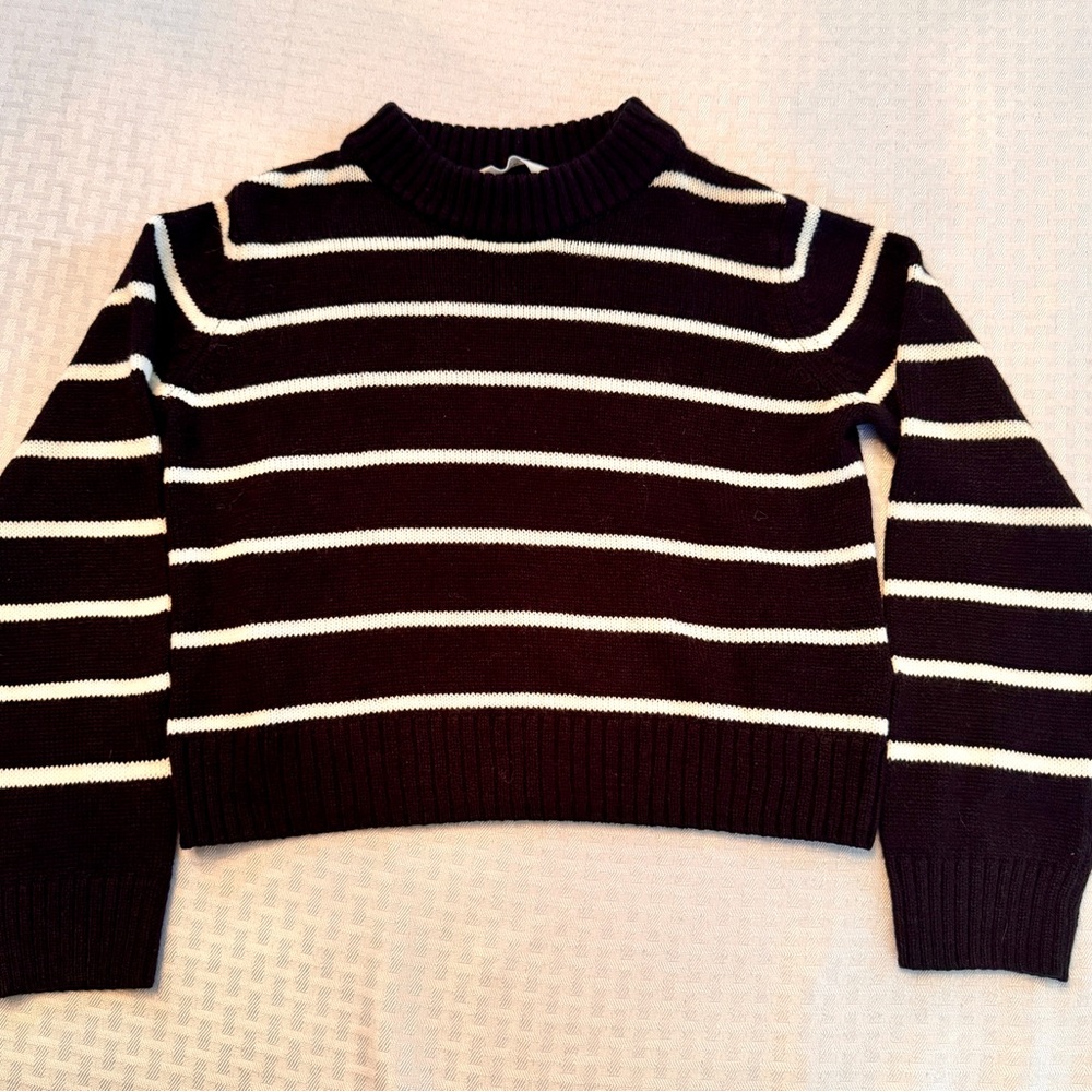 HM Kids Striped Knit Sweater Black White Crew Pullover Sz 8-10 Dark Academia